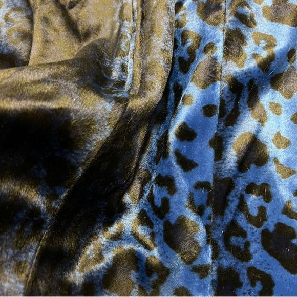 NWT vintage Lip Service blue black faux fur animal print miniskirt sz M zippers - Picture 9 of 11